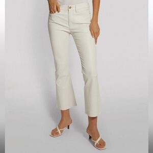 NWT $950 FRAME 100% Lamb Leather Le Crop Mini Boot Pants in Blanc, women 23